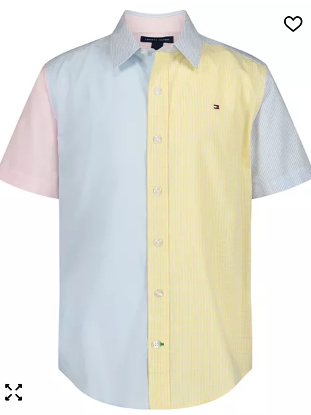 NWT Tommy Hilfiger 4T Boys Woven Button Down Short Sleeve Color Blocking Easter